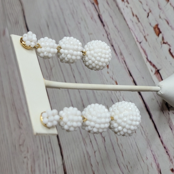 unbranded Jewelry - White Beaded Drop Earrings